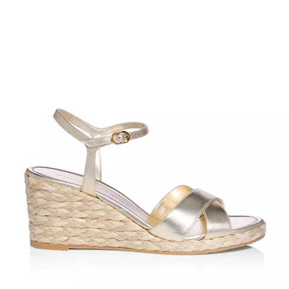 Stuart Weitzman Gold Wedge Sandals size 7.5 - Picture 2 of 9